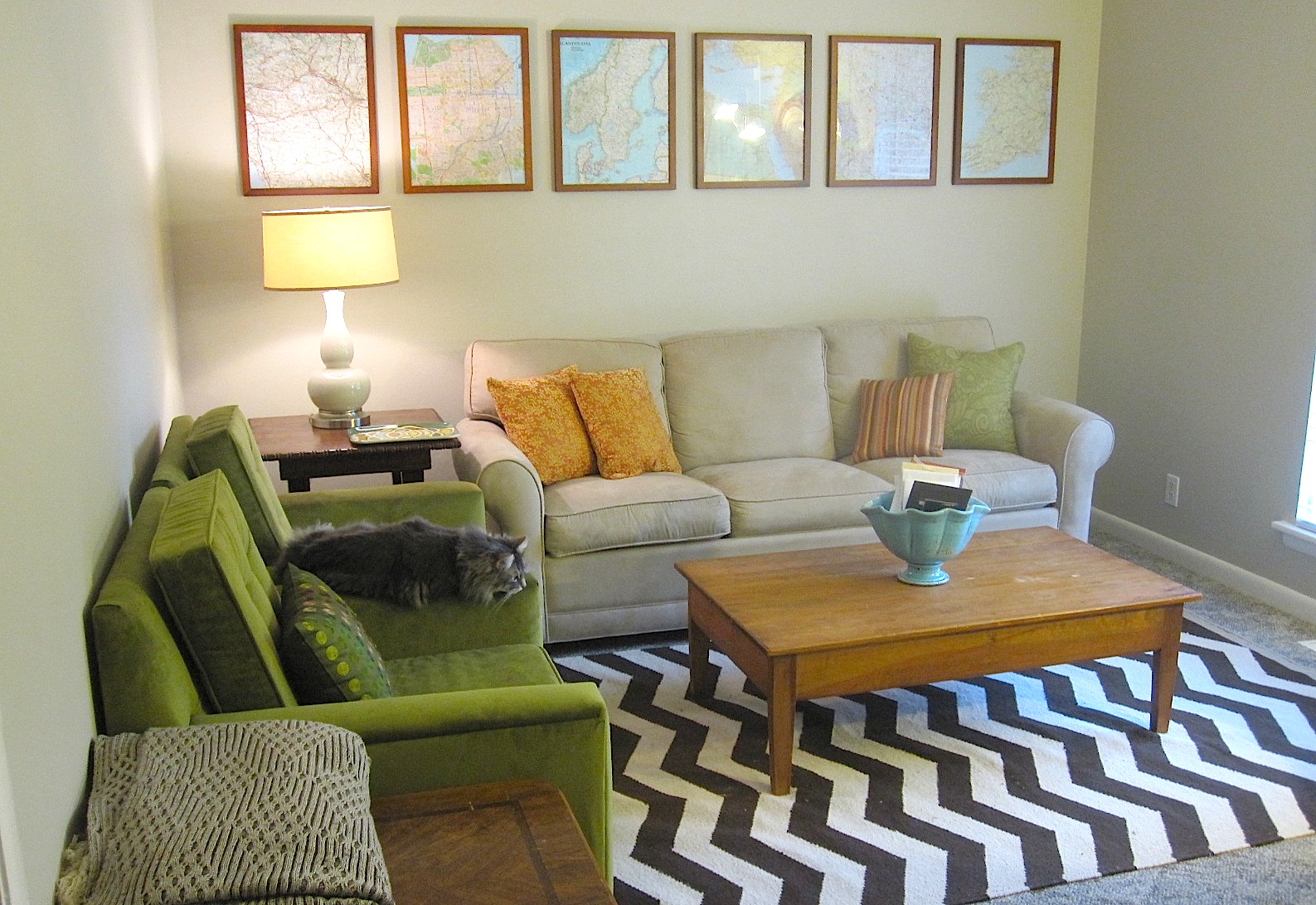 Apple Green And Brown Living Room
